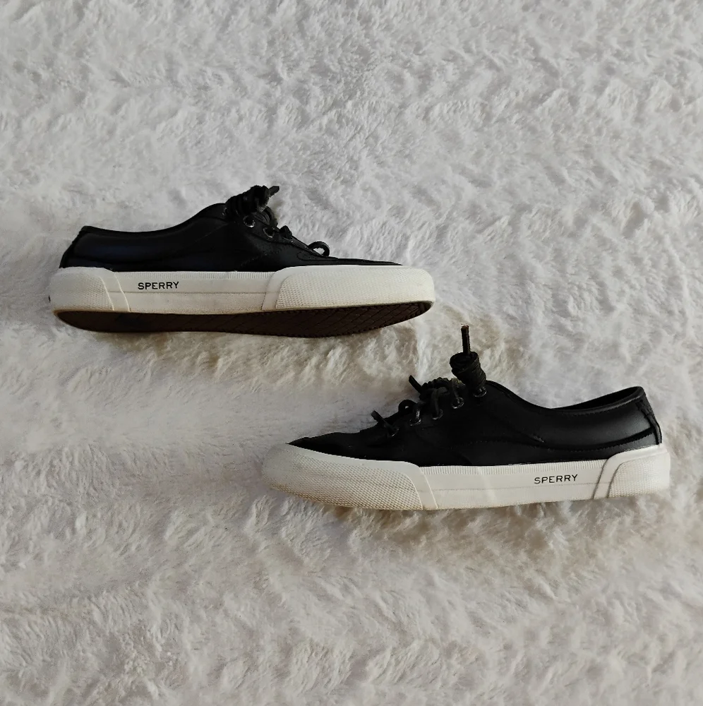 Sperry Top Sider Black Leather Sneakers